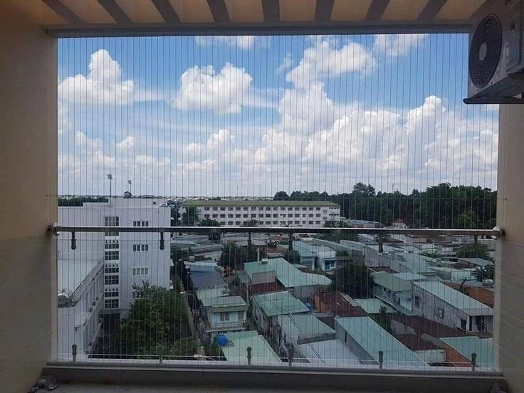 Invisible safety net installed on balcony